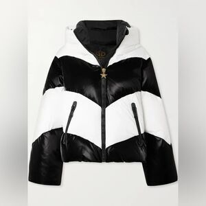 Goldbergh Courage Quilted Ski Jacket Puffer Striped Black White NWT US 10